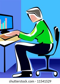man working in computer	