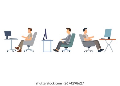 Homem Trabalhando no Conjunto de Coleção de Ilustrações da Central de Computadores