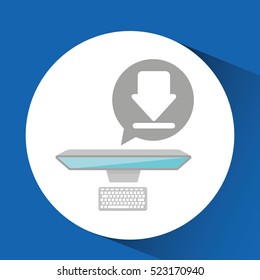 man working computer download media design vector illustration eps 10