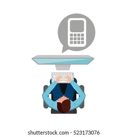 man working computer finance media design vector illustration eps 10