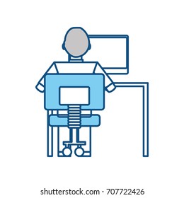 man working at computer icon