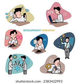 man working with computer smart phone pad 