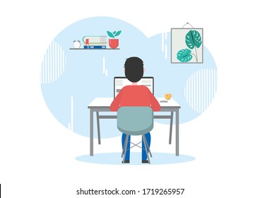 Man Working Computer This Programmer Student Stock Vector (Royalty Free ...