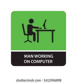 man working at desk icon for web and mobile