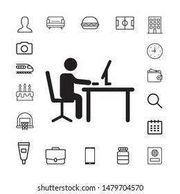 man working at desk icon for web and mobile