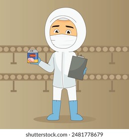 Man Working at factory canned food