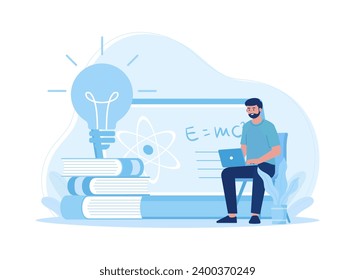 a man working in front of a laptop while sitting on a chair trending concept flat illustration