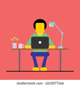 man is working with his laptop