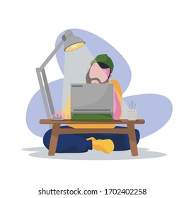 the man working from home.
