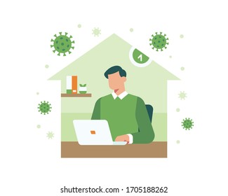 A Man Is Working From Home To Avoid A Coronavirus