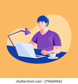 hombre trabajando desde el concepto de casa