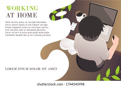 man working at home concept , flat Isometric Vector Illustration.