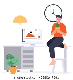 Man Working from home concepts