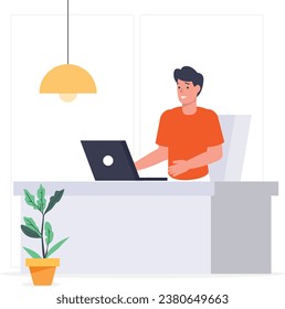 Man Working from home concepts