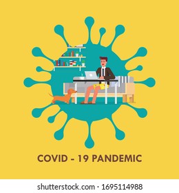 Man working from home Coronavirus concept. Coronavirus Covid-19 concept. 