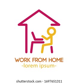 Man working from home Covid-19 collection,  icon in silhouette Design,vector illustration
