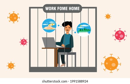 man working from home during covid and want to travel