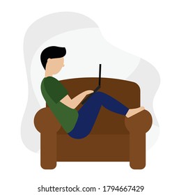 Man working in home. Home office - Vector