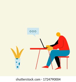 man working from home vector flat illsutration eps 10