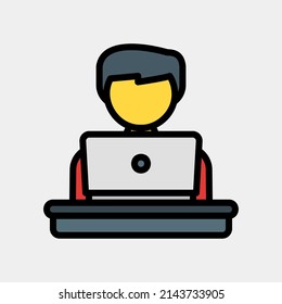 Icono de trabajo de hombre con estilo de línea rellena, uso para presentación de aplicación móvil del sitio web