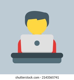 Man working icon in flat style, use for website mobile app presentation