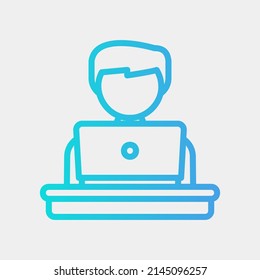 Mann arbeitet Symbol im Farbverlauf-Stil, verwenden für Website-Mobile-App-Präsentation