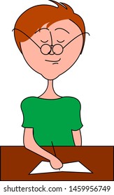 Man working, illustration, vector on white background.