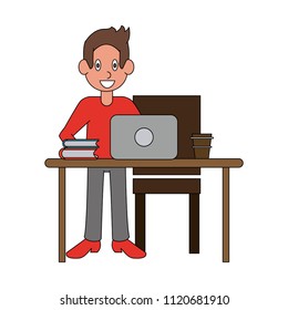 Man working with laptop