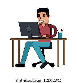 Man working with laptop