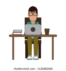 Man working with laptop