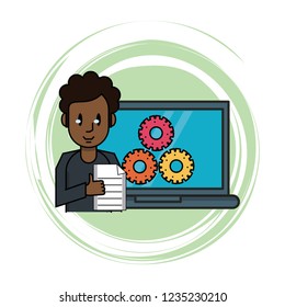 Man working with laptop