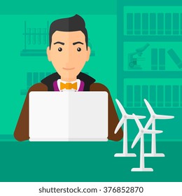 Man working at laptop. 