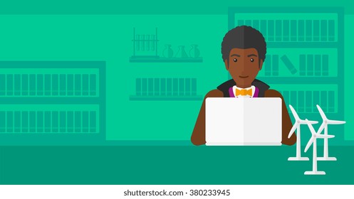 Man working at laptop. 