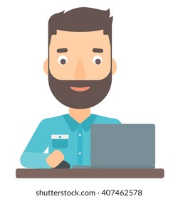 Man working at laptop.