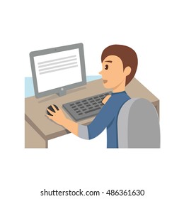Man is working with laptop