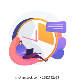 Man working with laptop cartoon character. Freelancer using computer. Freelance business, remote job, distant work. Time managementt. Home office. Vector isolated concept metaphor illustration