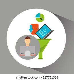 man working laptop data analytics vector illustration eps 10