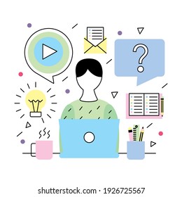 man working in laptop technology