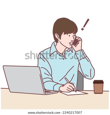 Man working with laptop , Vector illustration
Freelance man working on  Remote Work with Personal Computer