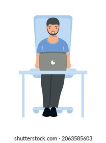 man working in laptop workplace scene