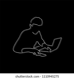 Man working line drawing, vector illustration design. Business people collection.