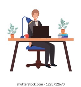 man working in the office avatar character