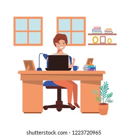 man working in the office avatar character