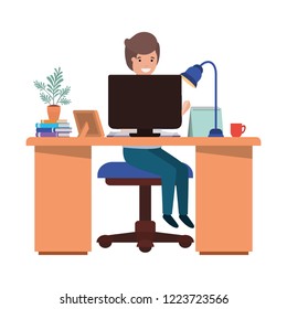 man working in the office avatar character