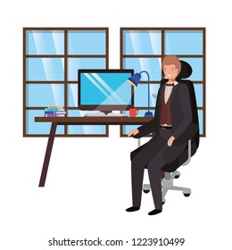 man working in the office avatar character