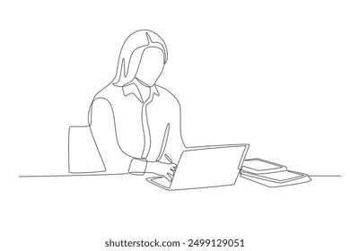 Man working in office. Office concept one-line drawing