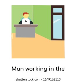 Man working in the office vector vector isolated on white background for your web and mobile app design, Man working in the office vector logo concept