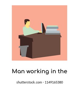 Man working in the office vector vector isolated on white background for your web and mobile app design, Man working in the office vector logo concept