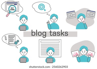 a man  working on a blog and her tasks