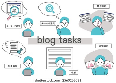 a man working on a blog and her tasks